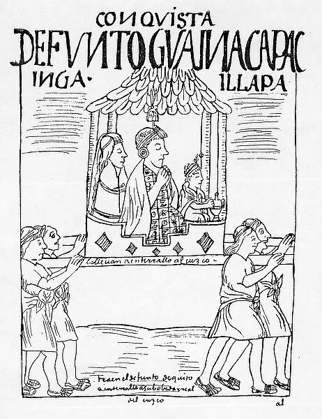 The body of Huayana Capac being carried from Quito to Cuzco for burial (woodcut)