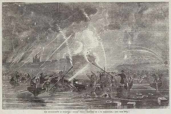 The Bombardment of Sveaborg, Rocket Boats (engraving)