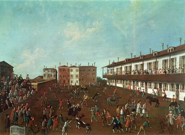 The Bull Race at San Giobbe, Venice (oil on canvas)