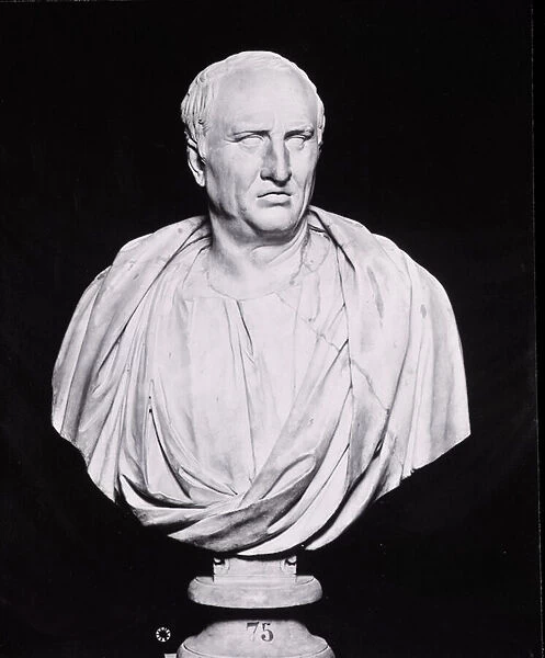 Bust of Marcus Tullius Cicero (106-43 BC) (stone) (b  /  w photo)
