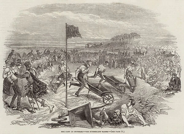 The Camp at Chobham, the Sutherland Games (engraving)