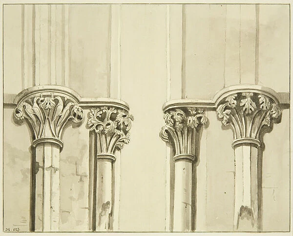 Four capitals close to the vestry doorway of St Marks (w  /  c on paper)