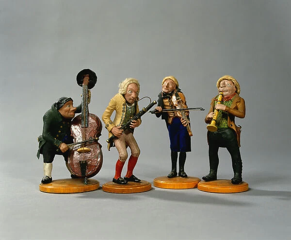 Caricature figurines of musicians, made in Nuremberg, 1836 (ceramic) (for detail