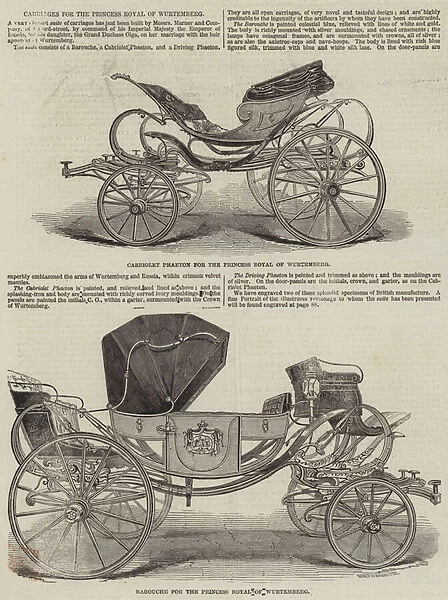 Carriages for the Princess Royal of Wurtemberg (engraving)
