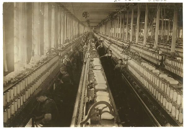 Children working in the spinning room at Cornell Mill, Fall River, Massachusetts