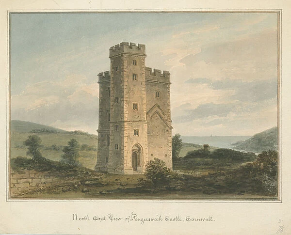 Cornwall - Pengersick Castle, 1821 (w  /  c on paper)