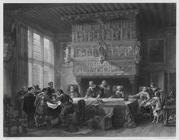 The Council of War at Courtray, from the picture in the Vernon Gallery (engraving)