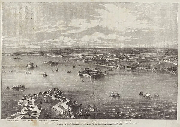 Cronstadt, from the Narrow Part of the Channel nearest St Petersburg (engraving)