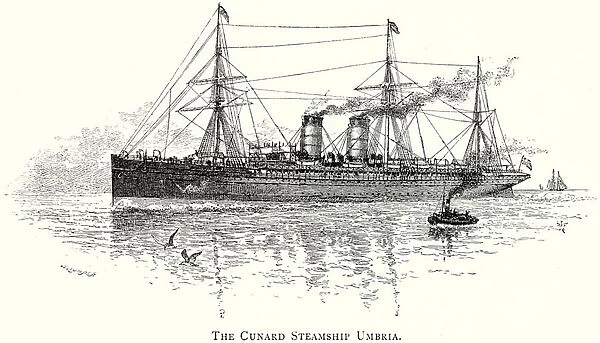 The Cunard Steamship Umbria, 1891 (litho)