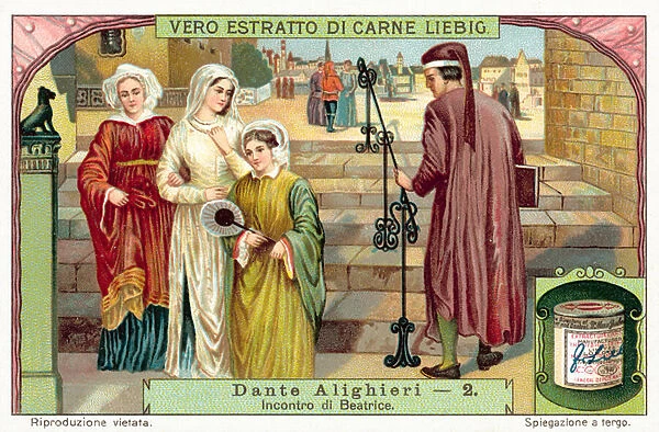 Dante meets Beatrice (chromolitho)