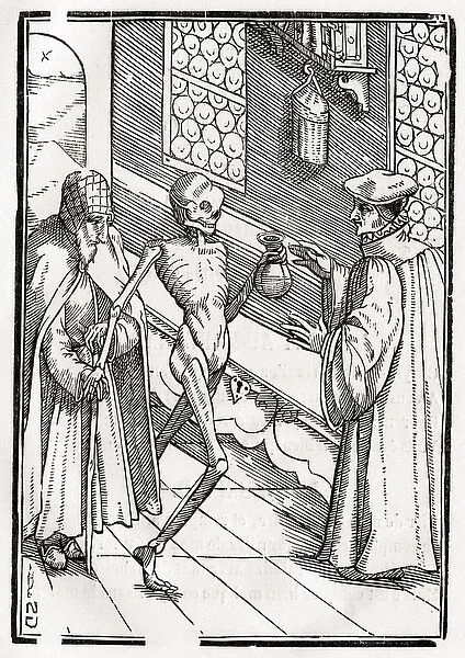 Death comes to the Doctor, engraved by Georg Scharffenberg, from Der Todten Tanz