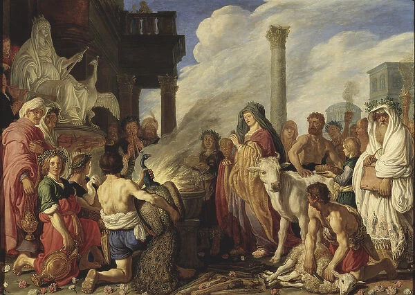 Didos Sacrifice to Juno, 1630 (oil on oak)