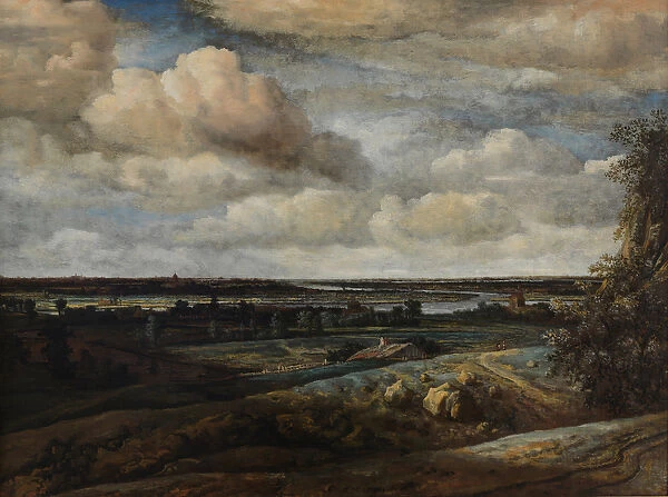 Dutch Panorama Landscape with a River, 1654 (oil on canvas)