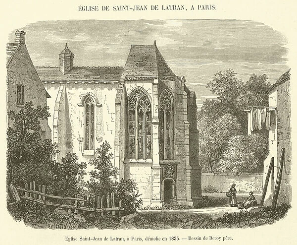 Eglise Saint-Jean de Latran, a Paris, demolie en 1835 (engraving)