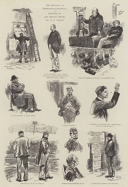 The Election at Rossendale, Lancashire (litho)