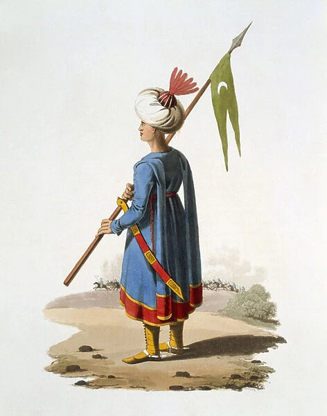 Ensign Bearer of the Spahis, 1818 (coloured aquatint)