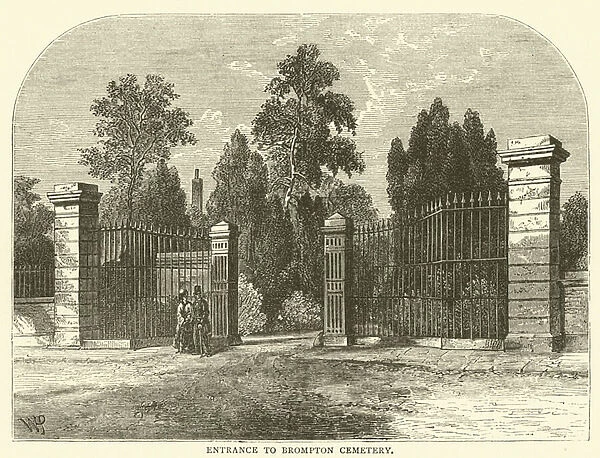 Entrance to Brompton Cemetery (engraving)