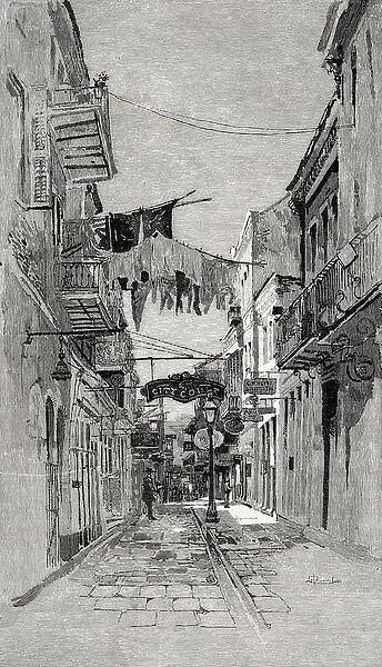 Exchange Alley looking toward Canal Street, New Orleans, from The Century Illustrated