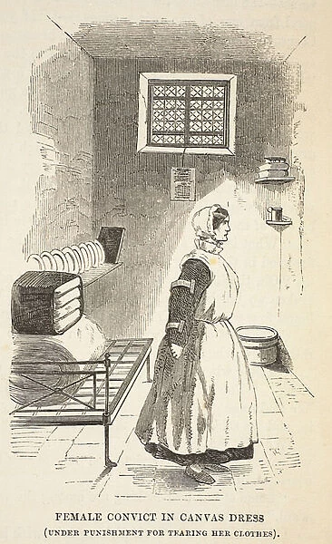 Female convict in canvas dress (under punishment for tearing her clothes)