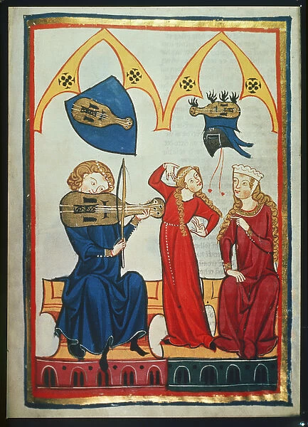 Fiddler from the Codex Manesse, c. 1300-40 (parchment)