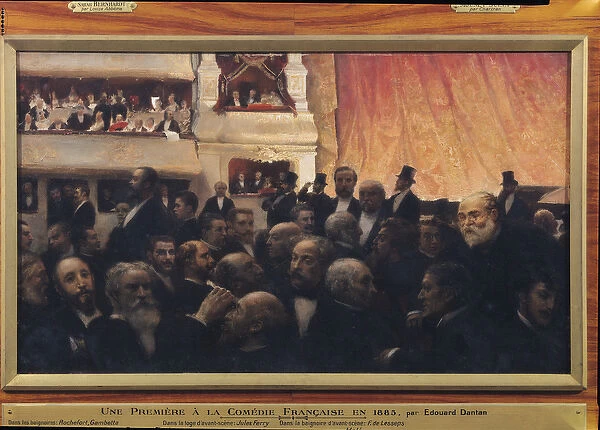 First Night at the Comedie Francaise in 1885 (oil on canvas)