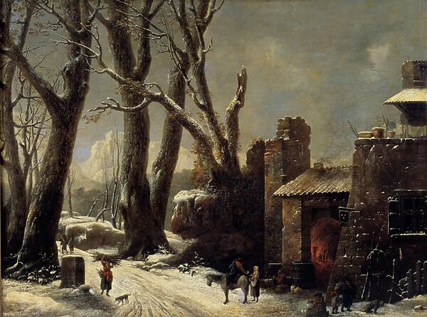 A First Snow in the Piemont Painting by Cesar Van Loo (1743-1821), 1804 Sun. 1, 21x1, 58 m