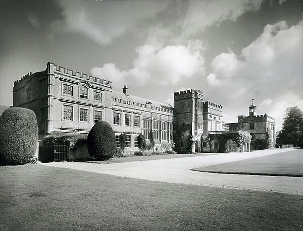 Forde Abbey, the south front, from 100 Favourite Houses (b / w photo)
