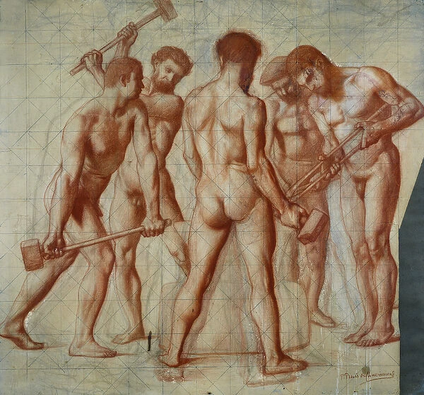 The Forgers, study for Allegorie du Travail (red chalk on paper)