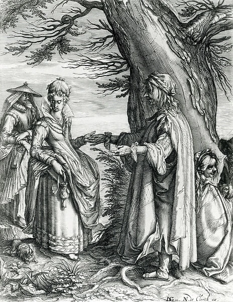The Fortune Teller, published by Nicolaes de Clerck, after Jacob de Gheyn II, 1608
