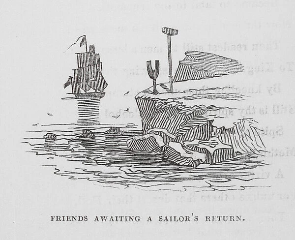 Friends awaiting a Sailors Return (engraving)