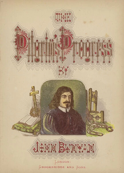 Frontispiece to The Pilgrims Progress by John Bunyan (colour litho)