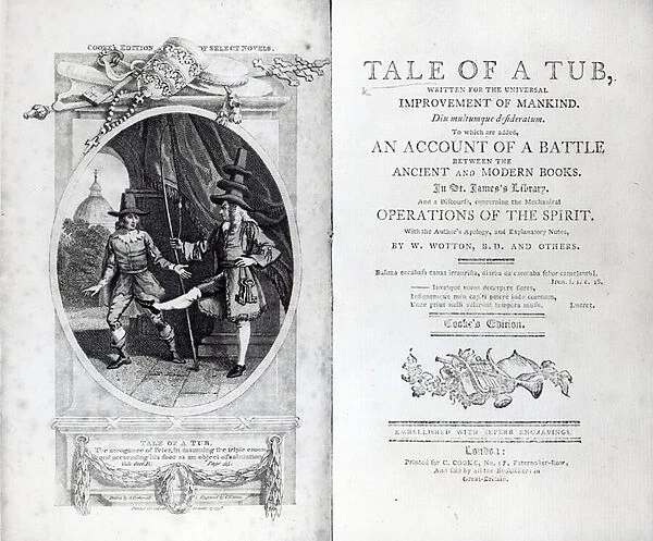 Frontispiece and Titlepage to A Tale of a Tub by Jonathan Swift