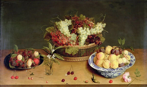 Fruit and Flowers (oil on canvas)