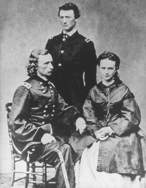 General George A. Custer (1839-76) with his wife, Elizabeth, and his brother