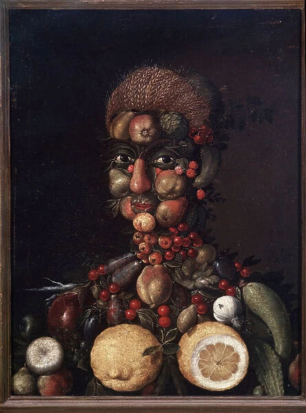 Human figure made of fruits and vegetables (painting, 16th century)