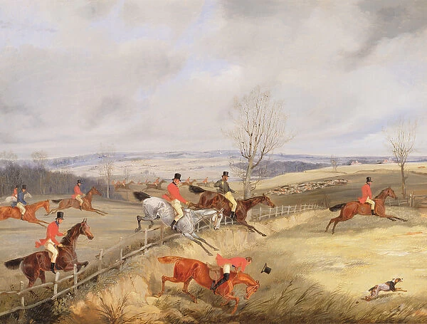 Hunting Scene, Drawing the Cover (oil on canvas)