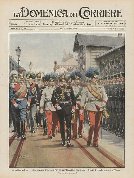 The Jubilee of Europes Oldest Sovereign, the Arrival of Emperor William and Everyone... (colour litho)