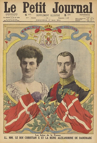 King Christian X and Queen Alexandrine of Denmark (colour litho)