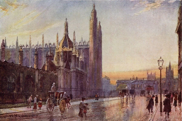 Kings College Gateway and Chapel, Twilight Effect (colour litho)