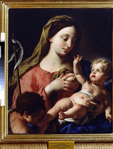 La Vierge et l enfant (Virgin and Child). Peinture de Francesco Trevisani (1656-1746). Huile sur toile, 76, 5 x 69, 5 cm. Art italien, style baroque. Regional Art Gallery, Tambov (Russie)