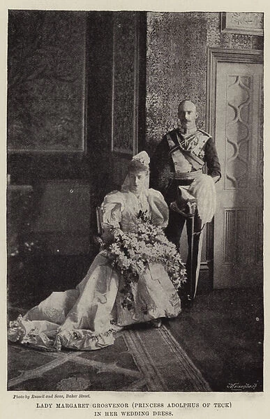 Lady Margaret Grosvenor (Princess Adolphus of Teck) in her Wedding Dress (b  /  w photo)