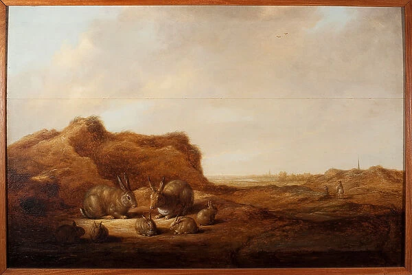 Landscape with Rabbits Painting by Albert (Aelbert or Aelbrecht) Cuyp (1620-1691