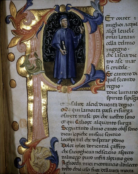 Lettrine 'p'from a manuscript of the 'Divine Comedy'