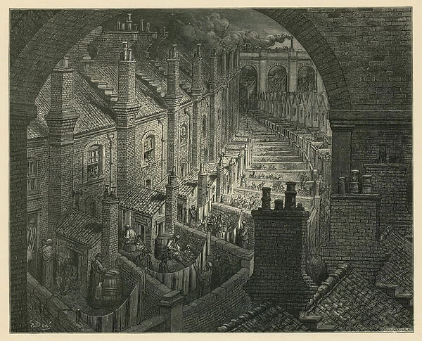 Over London by rail (engraving)