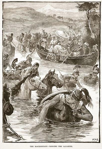The Macedonians crossing the Jaxartes (litho)