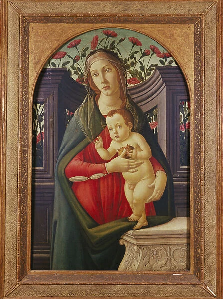 The Madonna and Child in a Niche Decorated with Roses (oil on panel)