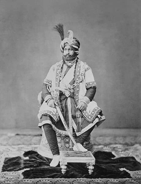 Maharaja of Jammu and Kashmir, 1877 (b  /  w photo)