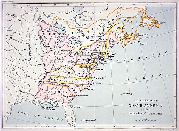 Map of the Colonies of North America at the time of the Declaration of Independence