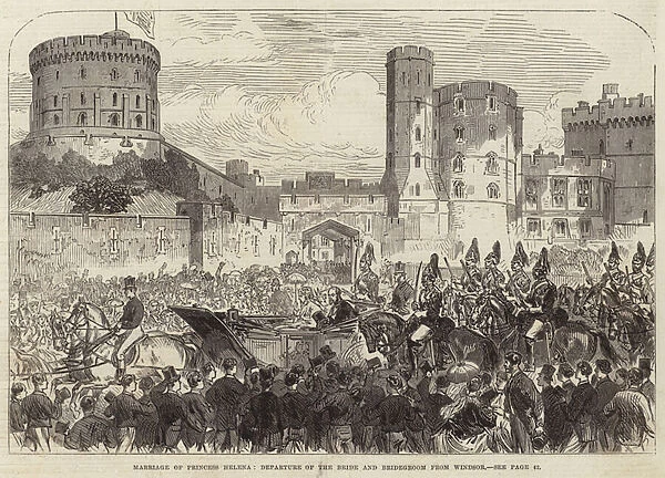 Marriage of Princess Helena, Departure of the Bride and Bridegroom from Windsor (engraving)