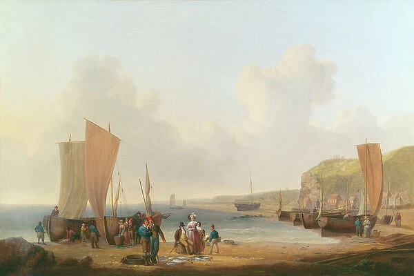 Merchant buying fish (oil on canvas)
